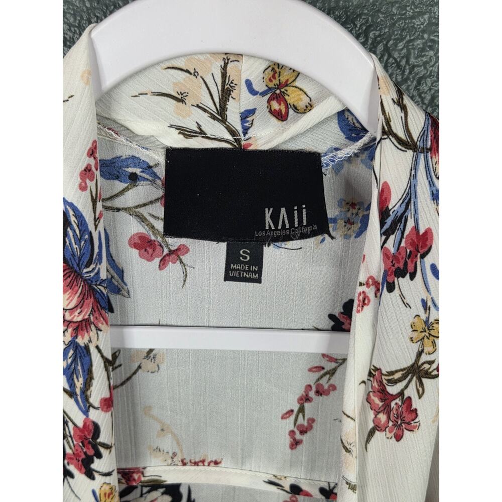 Kaii Los Angeles Top Women Small White Floral 3/4 Sleeve Cardigan - Picture 14 of 14